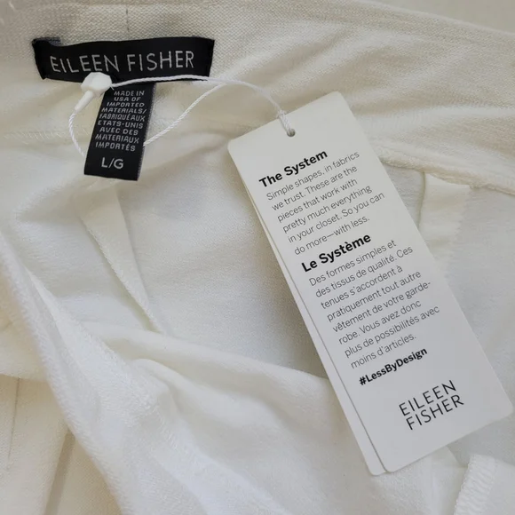 Eileen Fisher $168 Women's White Washable Stretch Crepe Slim PantSlim Fit Large - Picture 7 of 10